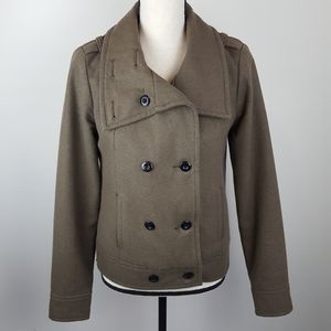 Roxy army green double breasted wool peacoat womens size medium